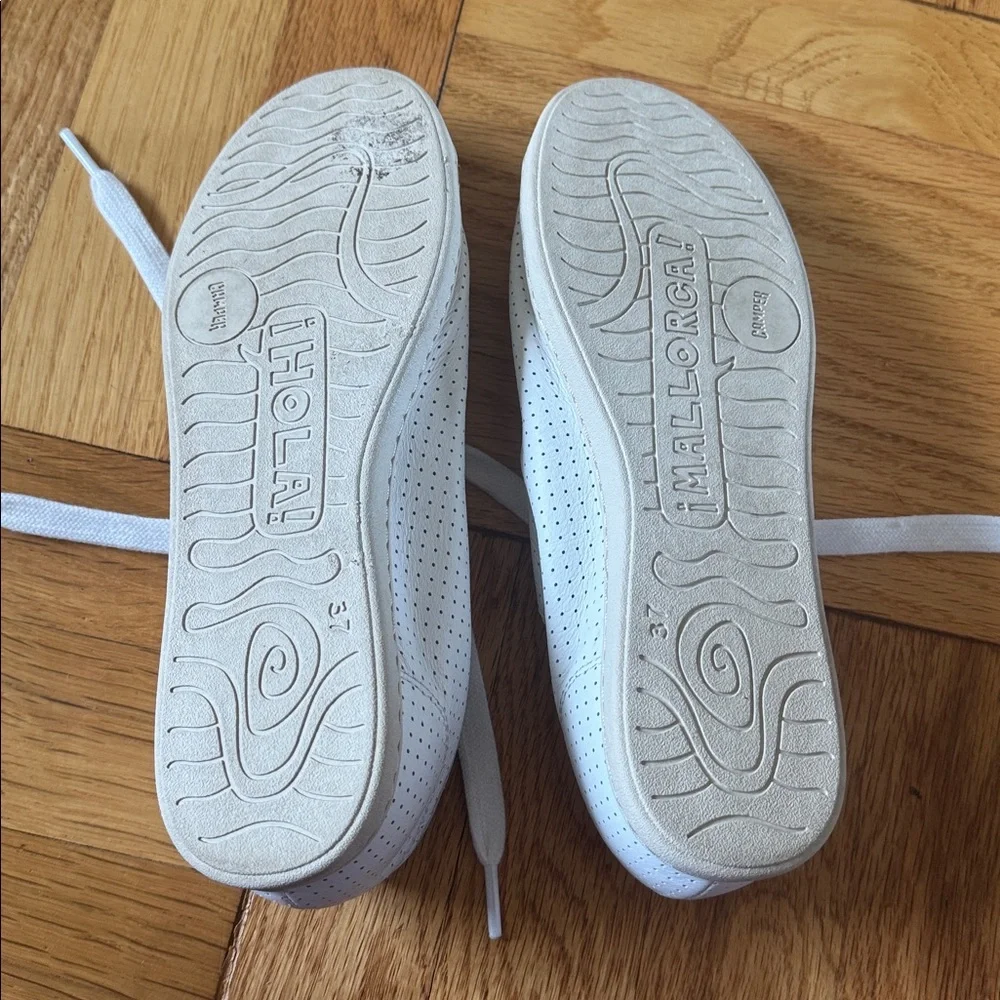 Camper Perforated White Lace-Up Tennis - Picture 4 of 5